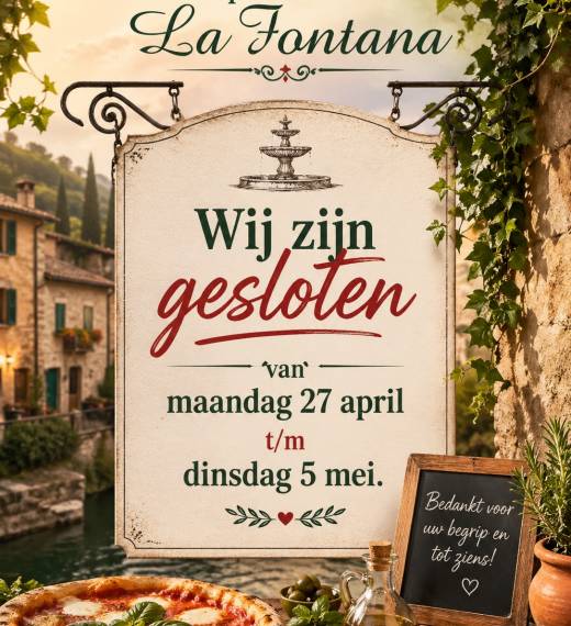 Gesloten mei vakantie 2026